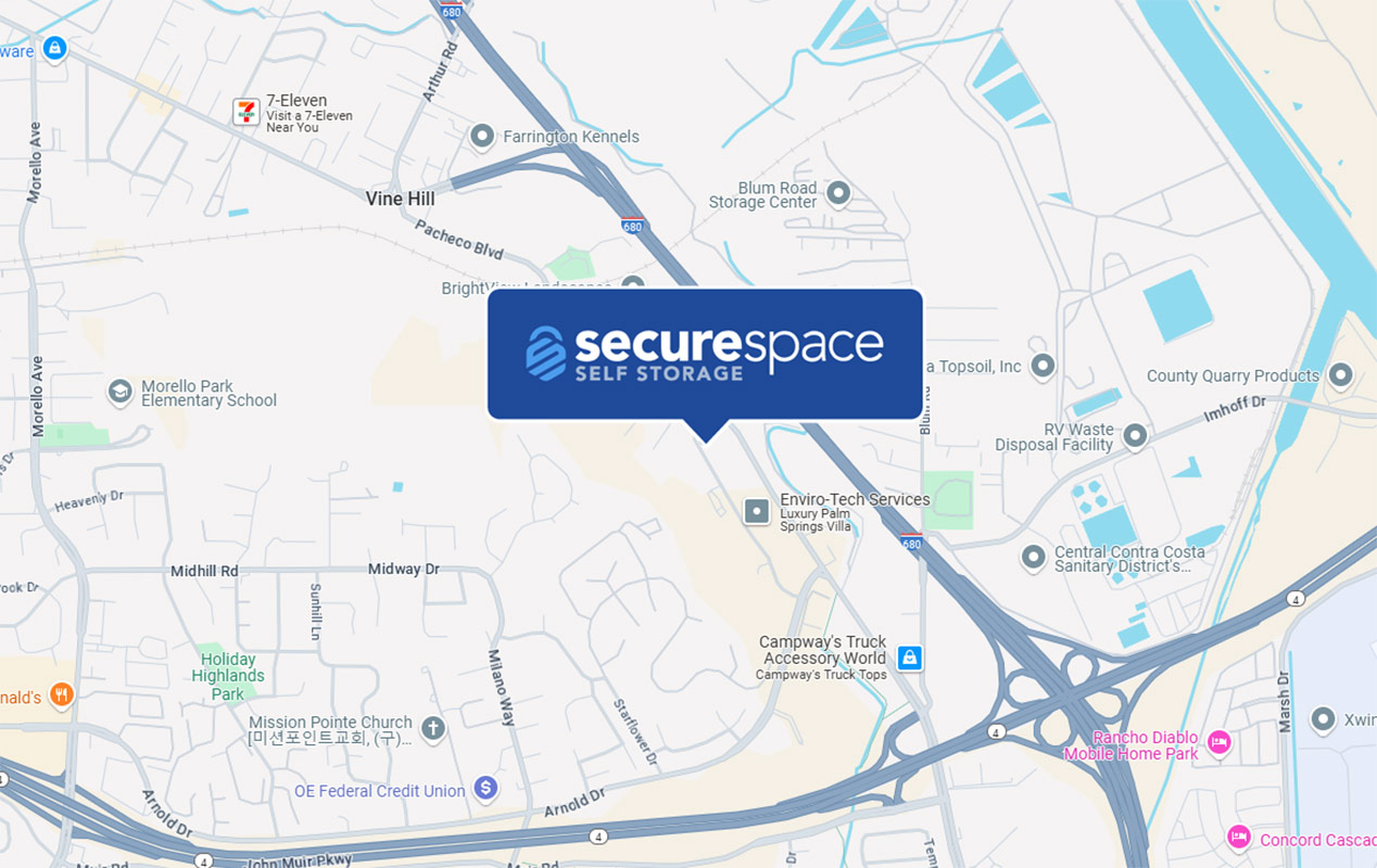 SecureSpace Self Storage Martinez Map