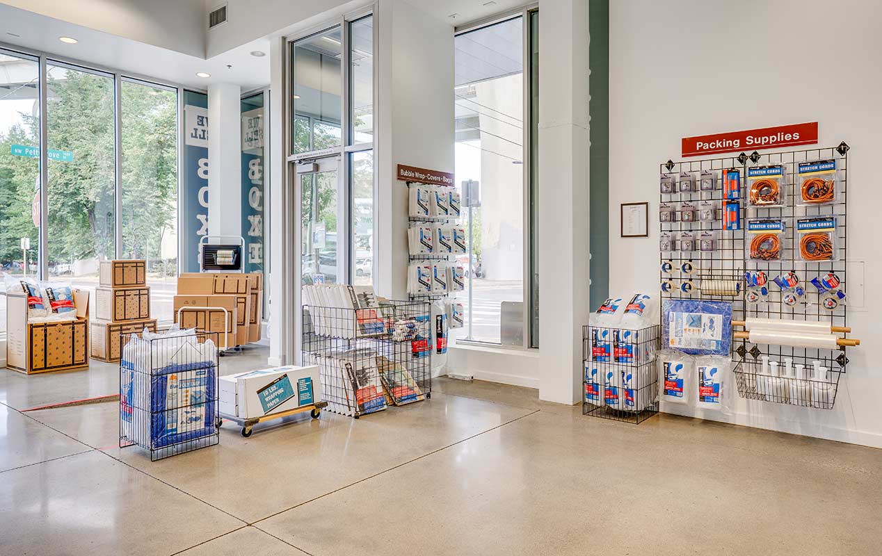 Packing supplies, boxes, and locks for your convenience.