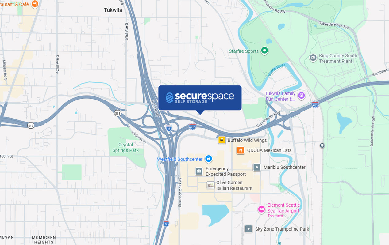 Conveniently located on Southcenter Blvd, directly accessible from the I-5 and I-405.