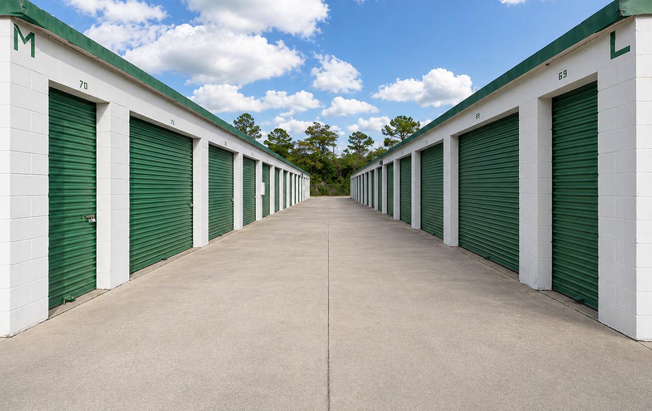 Outdoor drive up units with easy loading & unloading access.