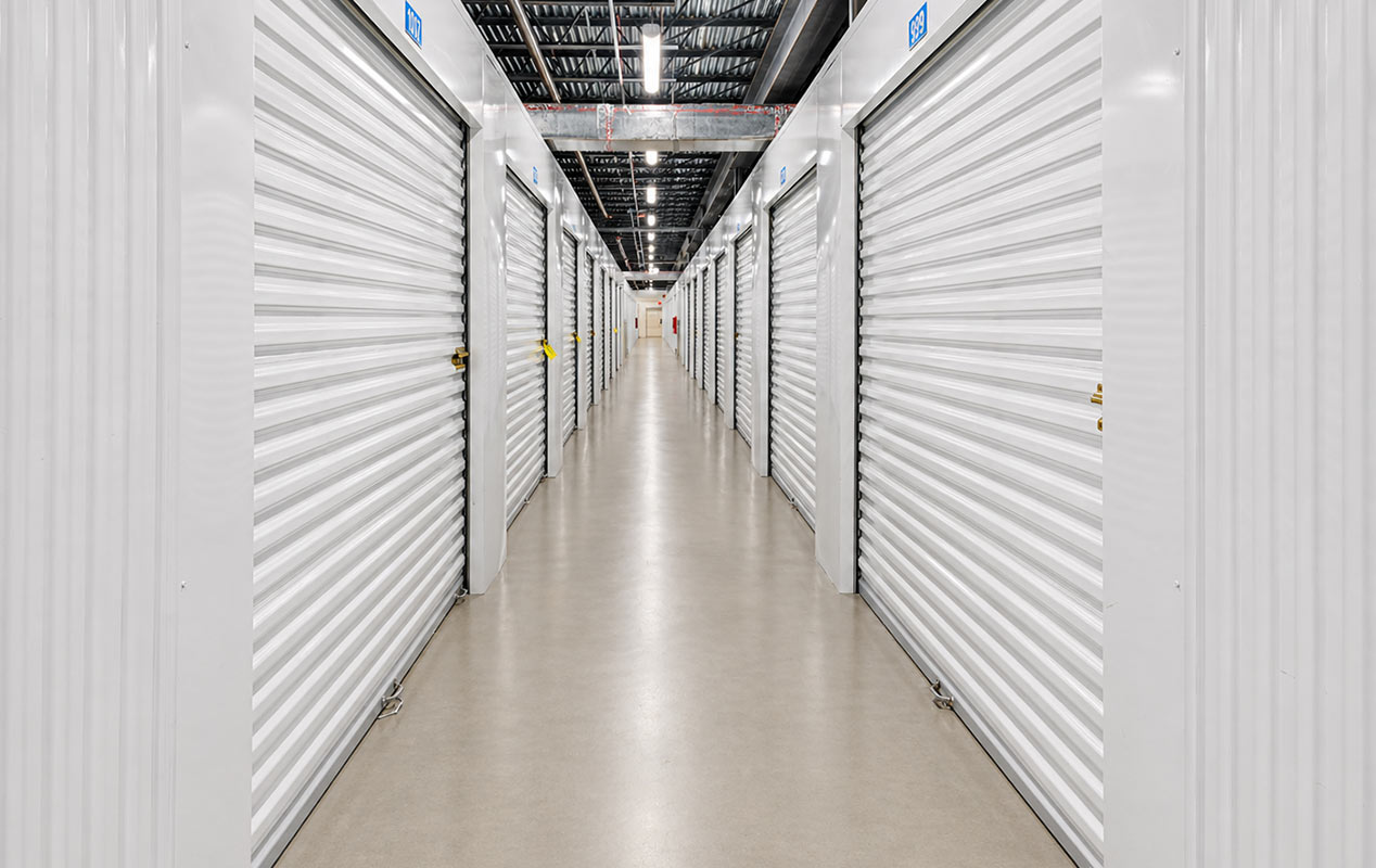 Indoor, clean, bright, and secure storage units.