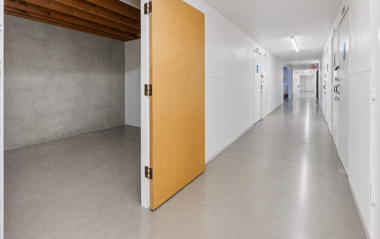 Indoor, clean, bright, and secure storage units.