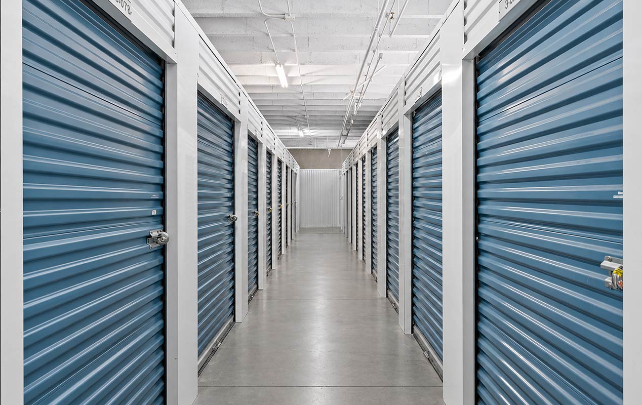 Indoor, clean, bright, and secure storage units.