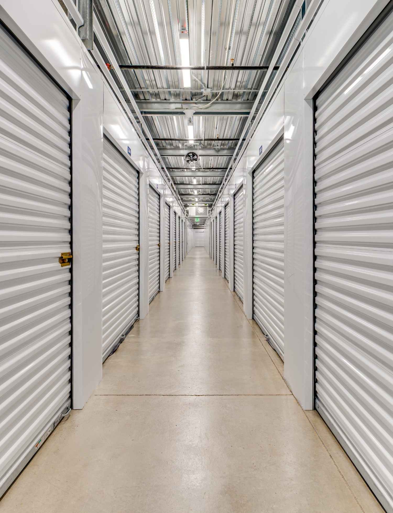 Indoor, clean, bright, and secure storage units.