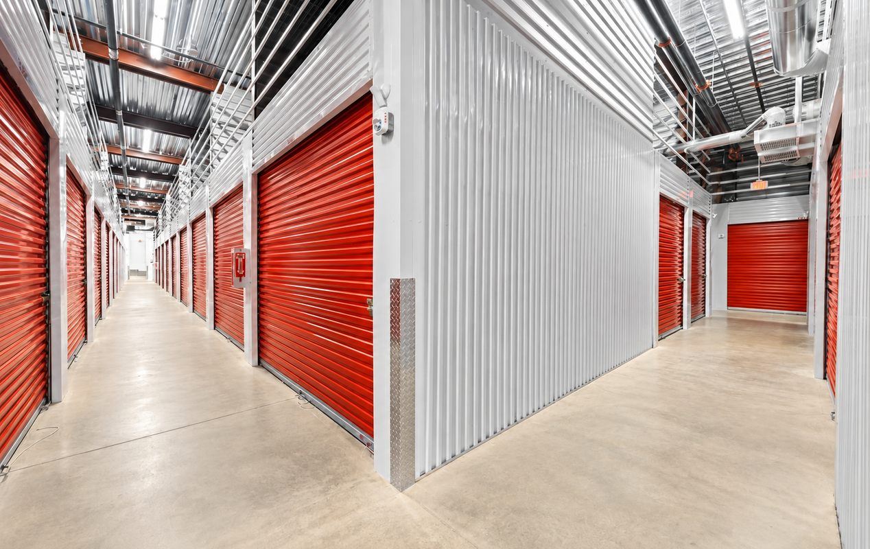 Indoor, clean, bright, and secure storage units.