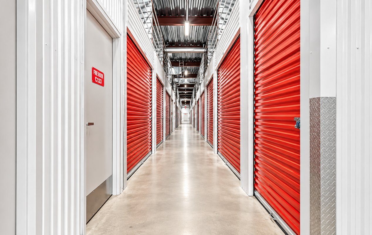 Indoor, clean, bright, and secure storage units.