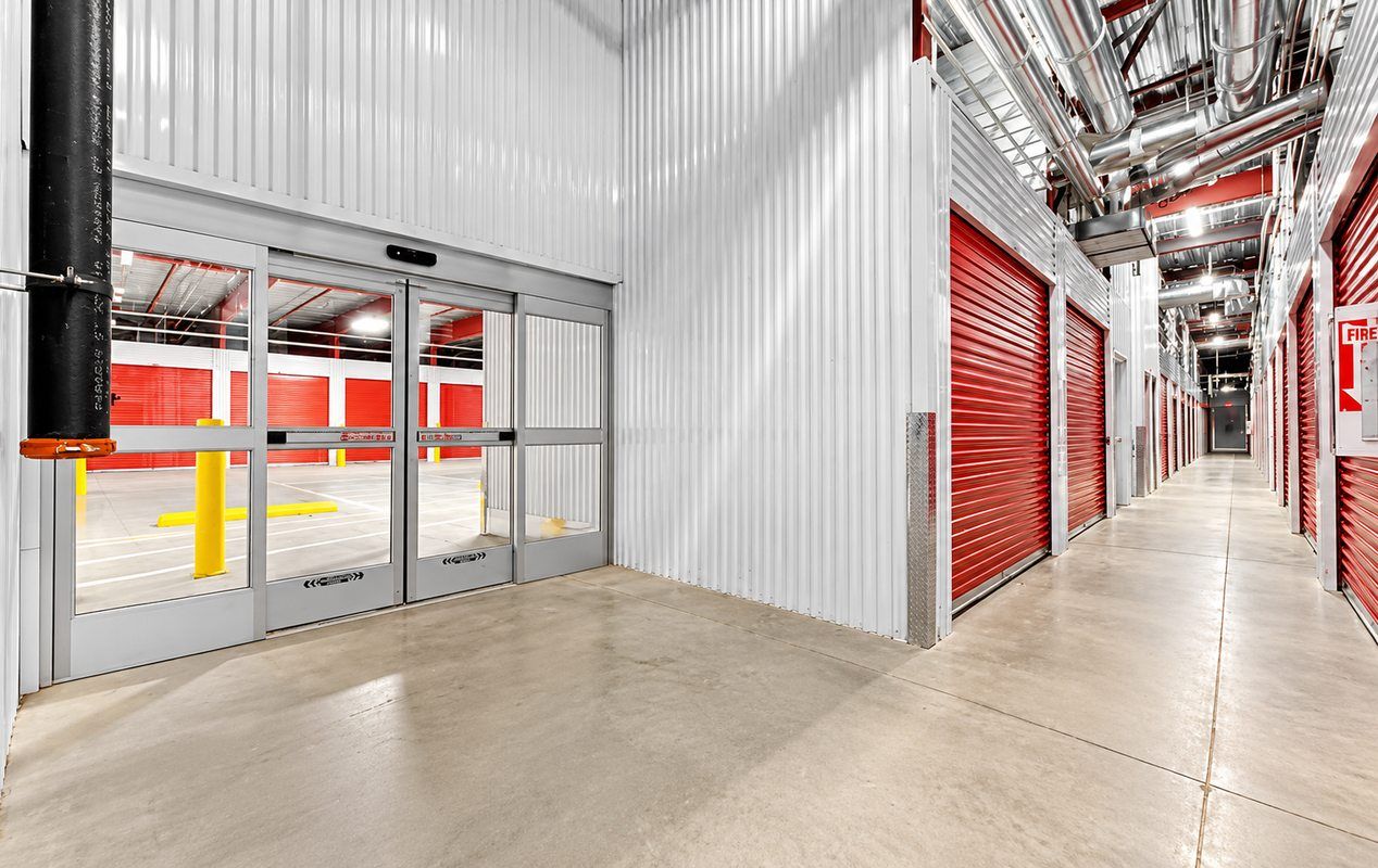 Self storage facility entry.