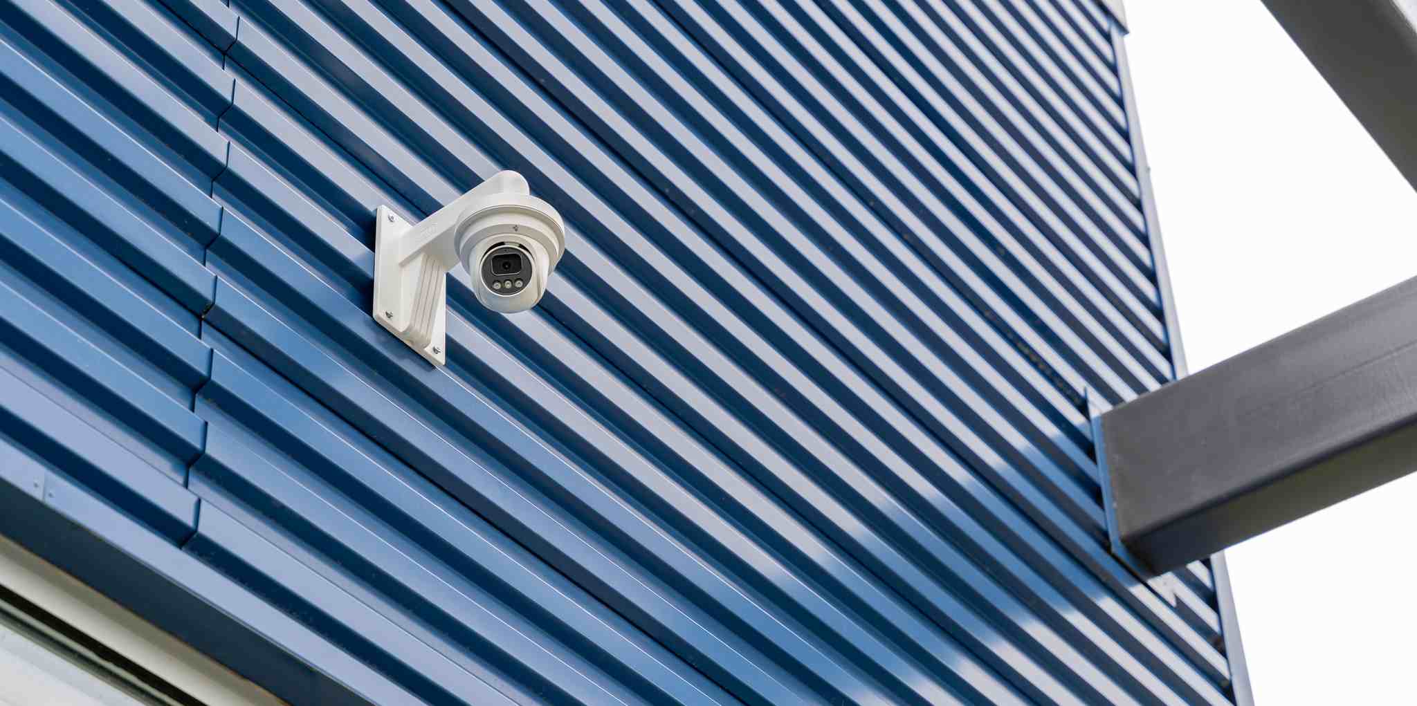 Ceiling-mounted surveillance camera at SecureSpace West Roxbury