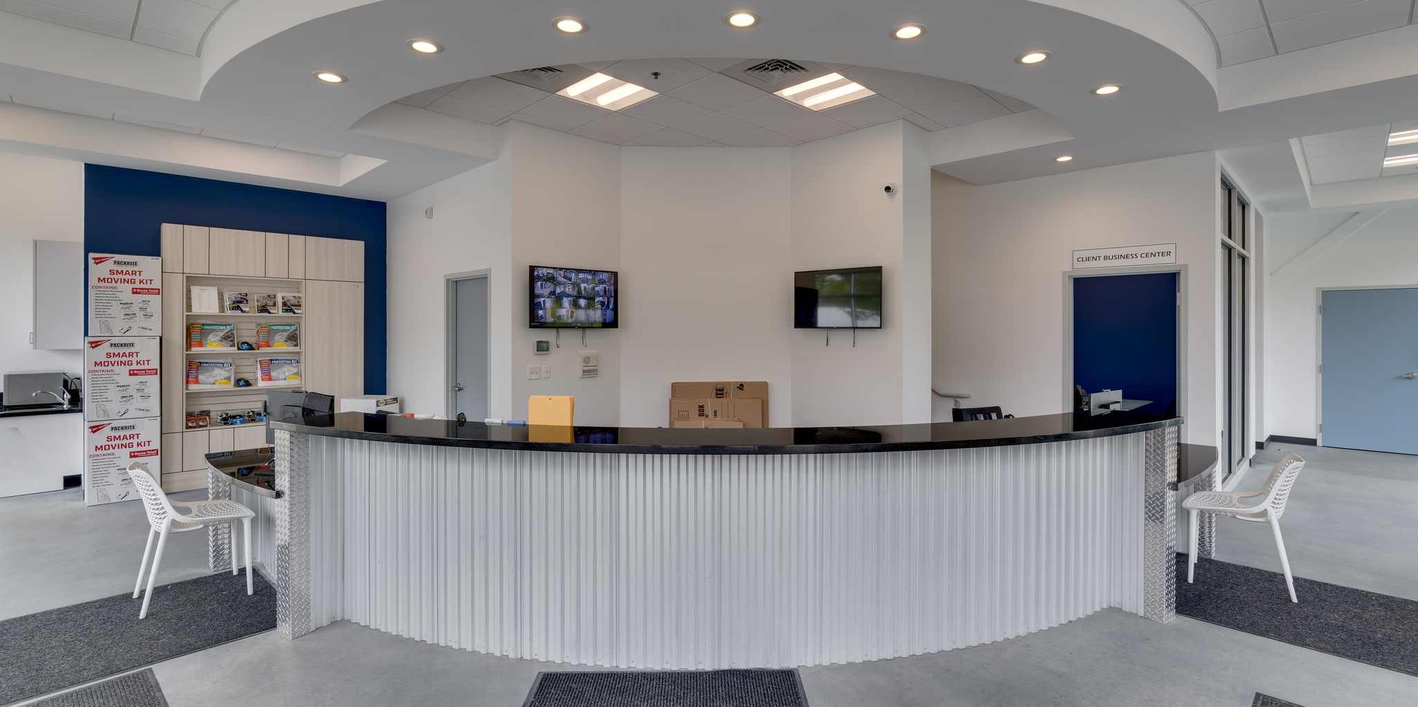 Front desk and lobby at SecureSpace West Roxbury
